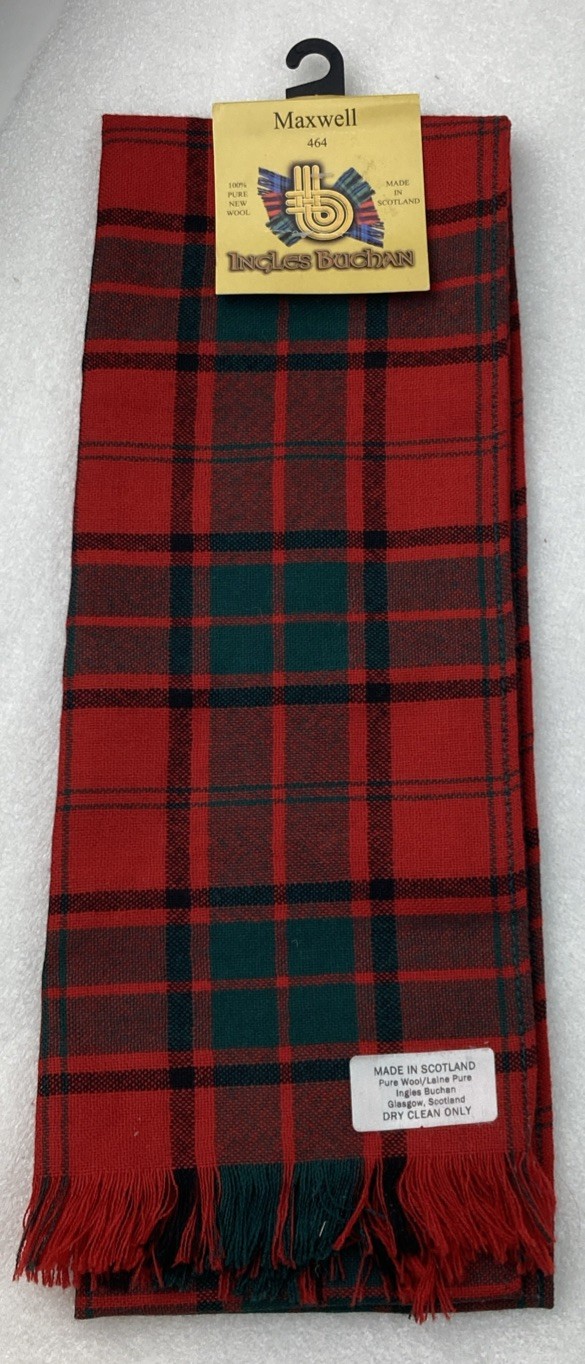 Scottish Tartan Plaid Scarf 100% Wool Maxwell Clan Made By Ingles Buchanan