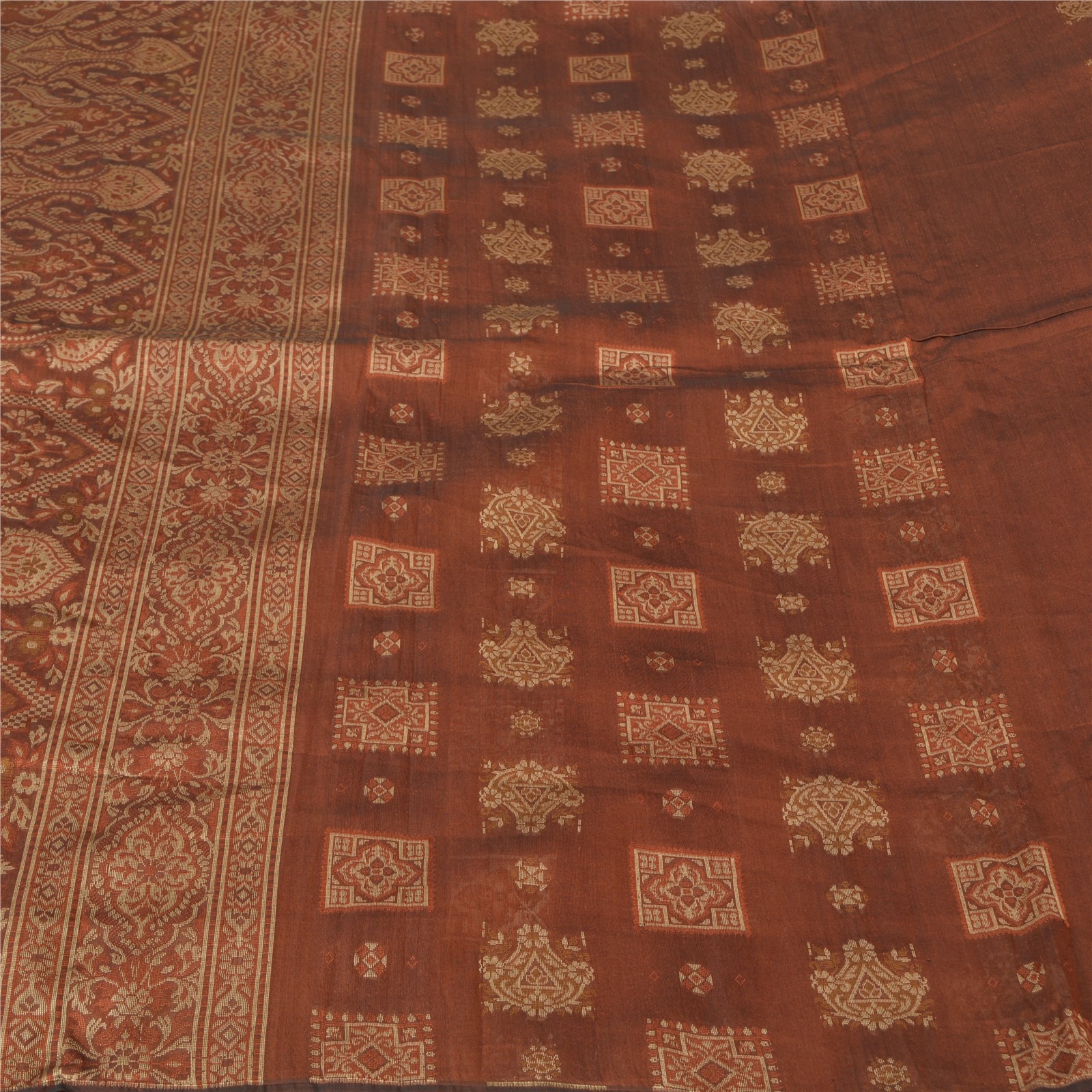 Sanskriti Vintage Copper Indian Sarees Blend Silk Woven Premium Sari Fabric