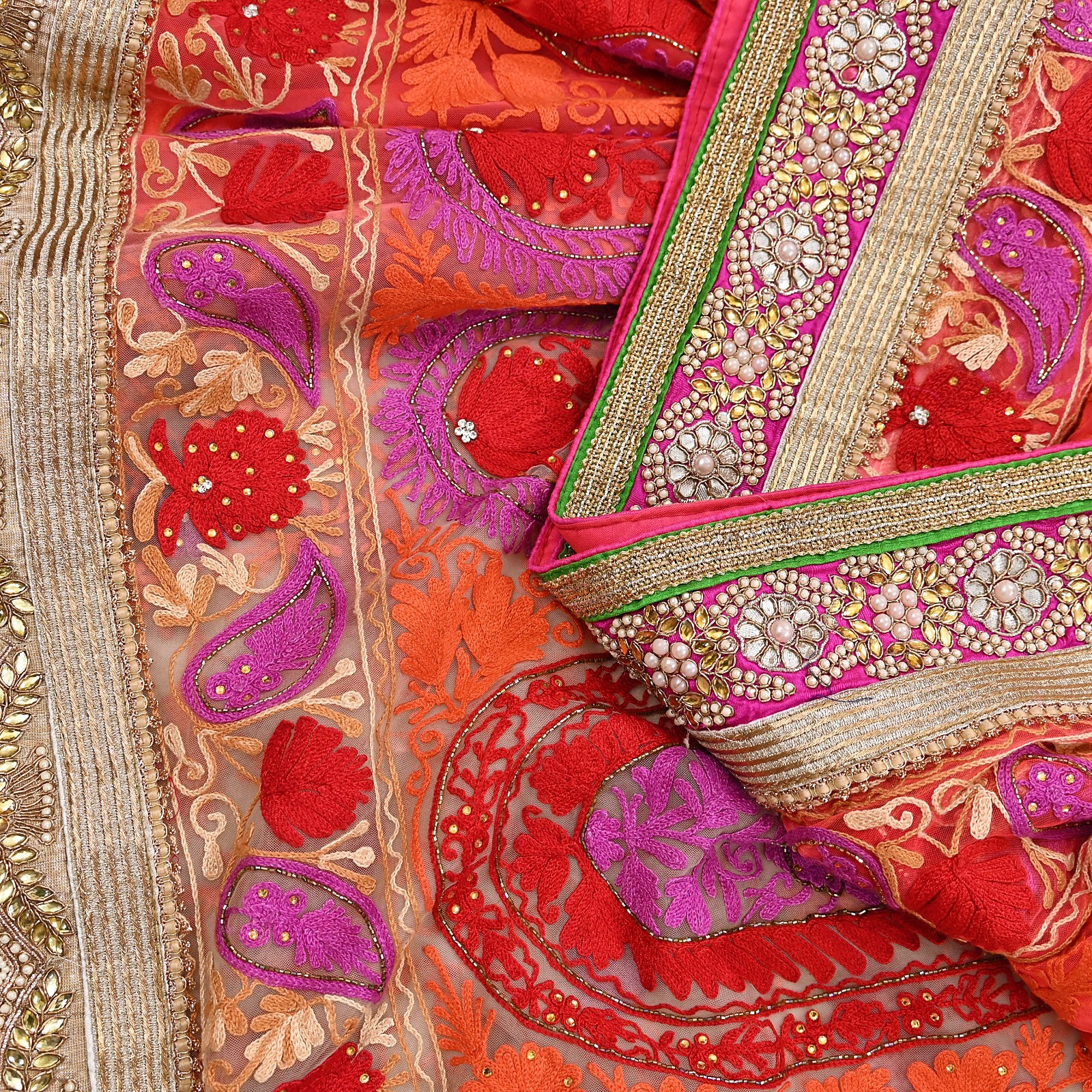 Indian Vintage Sari Net/Mesh Hand Embroidered Designer Manish Malhotra saree 5yd