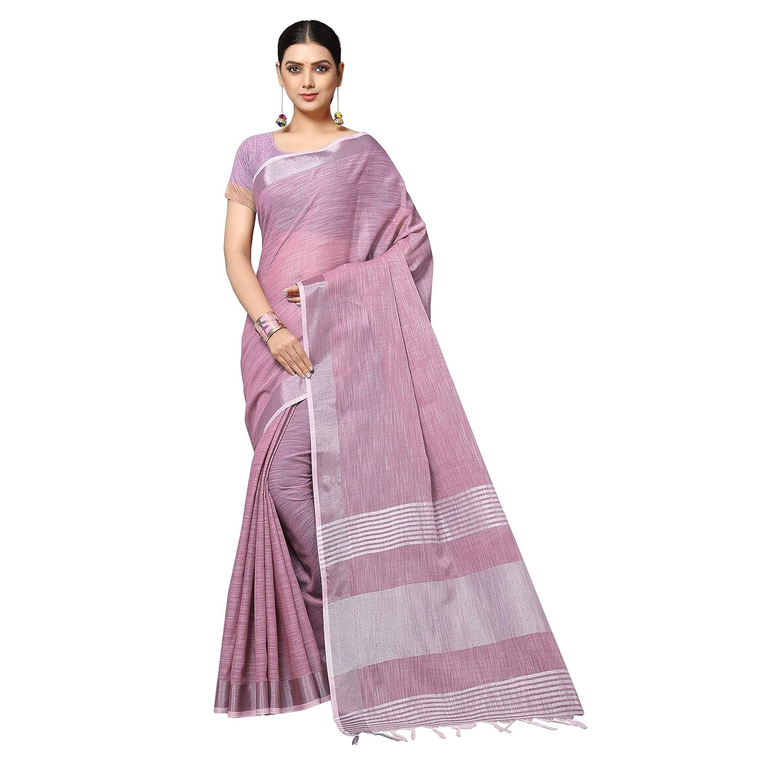 Women’s Jacquard Linen Saree With Unstitched Blouse Piece