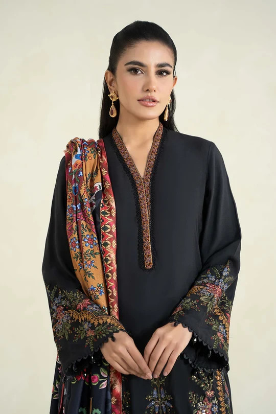 Maria B 3 Pc Printed Linen Suit Women’s Unstitched Winter Dress