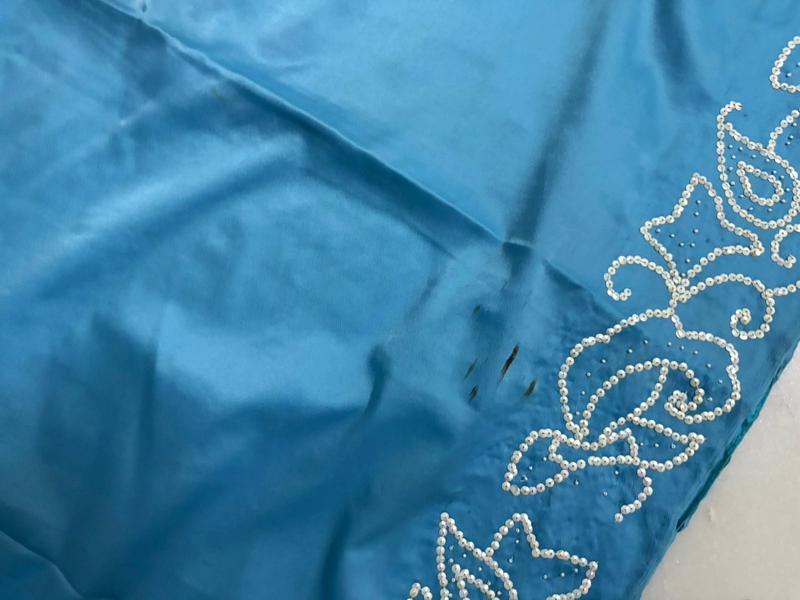 Traditional Saree Women Wrap Embroidered Sewing Fabric Sari Blue Sari Silk Dress