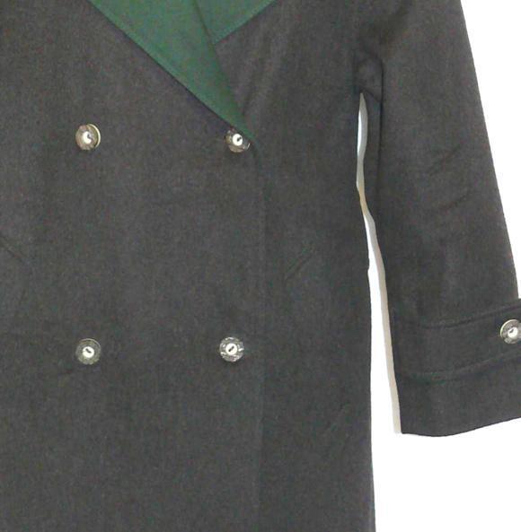 BLACK WOOL Women German Over Coat WINTER Long WARM Dress Trench Jacket 12 M B43″