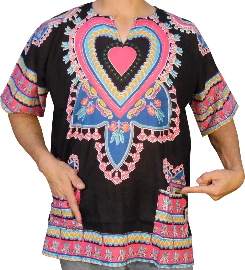 Mens Sweetheart Print Dashiki Shirt 100% Cotton by American Dashiki