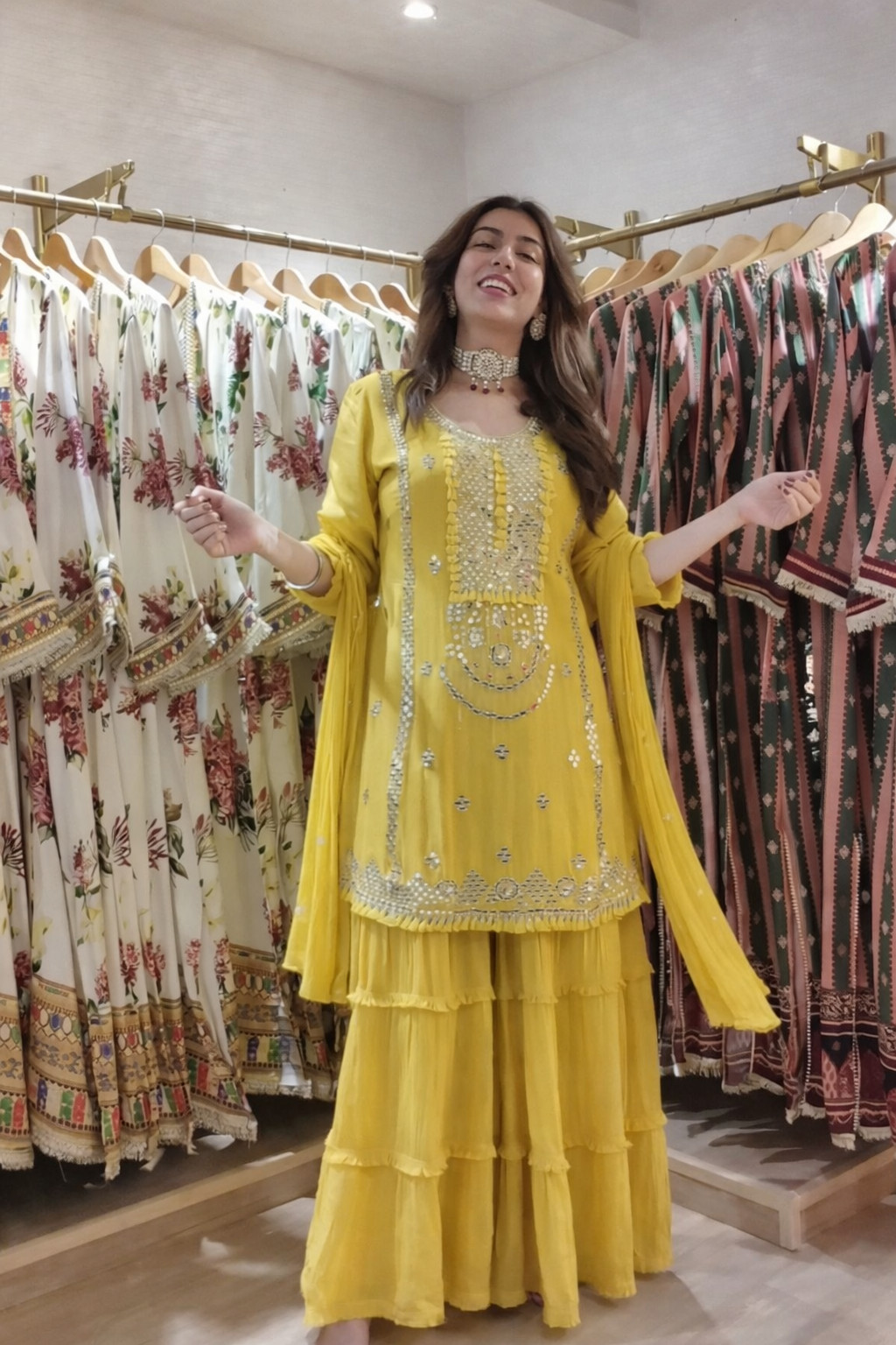 PUNJABI SHARARA PLAZZO KURTI PLAZZO SALWAR KAMEEZ SUIT WOMEN READY MADE DESIGNER