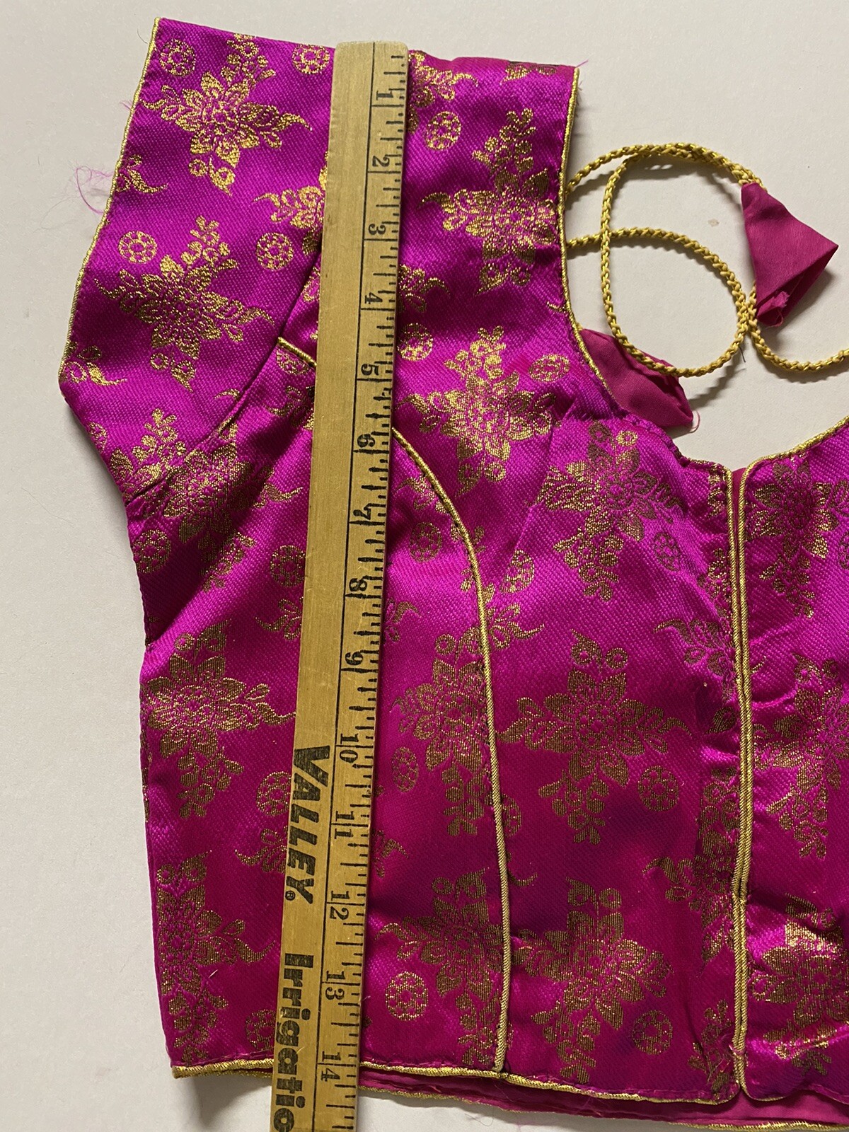 NEW Readymade Designer Sari Blouse RANI GOLDEN BROCADE SLEEVES DORI 36″ -USA