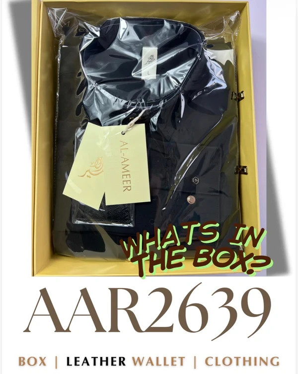 R26 LAWUNG Al-Ameer Adult Men’s Thobe Modern Arabian Jubbah – Black Royale