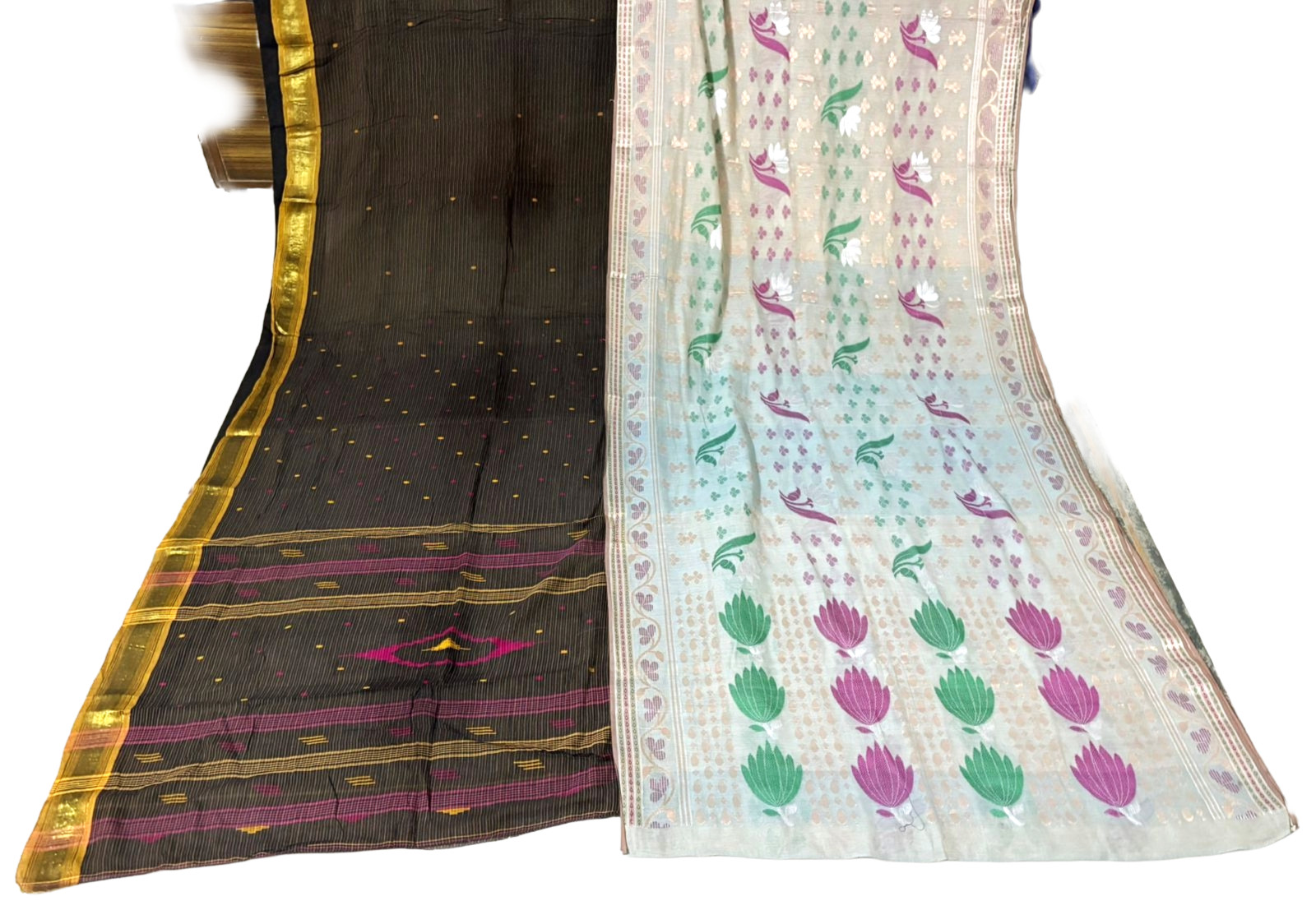 Women Saree Dress Indian Vintage Used Printed Sewing Sari Wholesale Lot 2 Sari