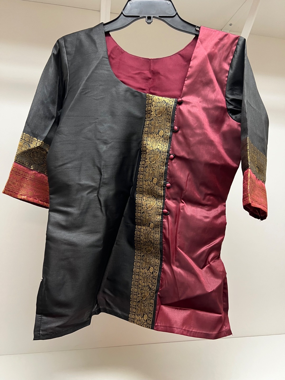 Black maroon silk Kurti in medium to large size,party wear