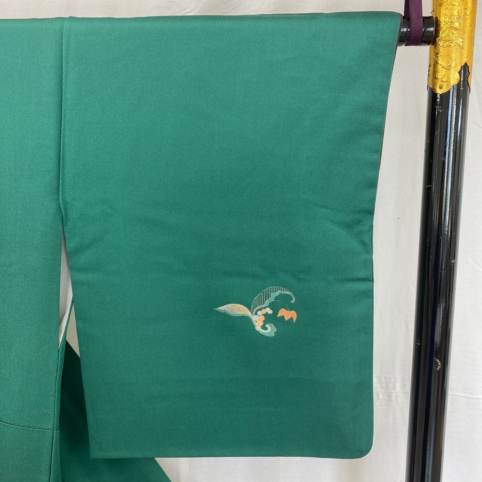 Japanese Vintage Kimono Polyester Green Homongi Traditional Authentic Length63in