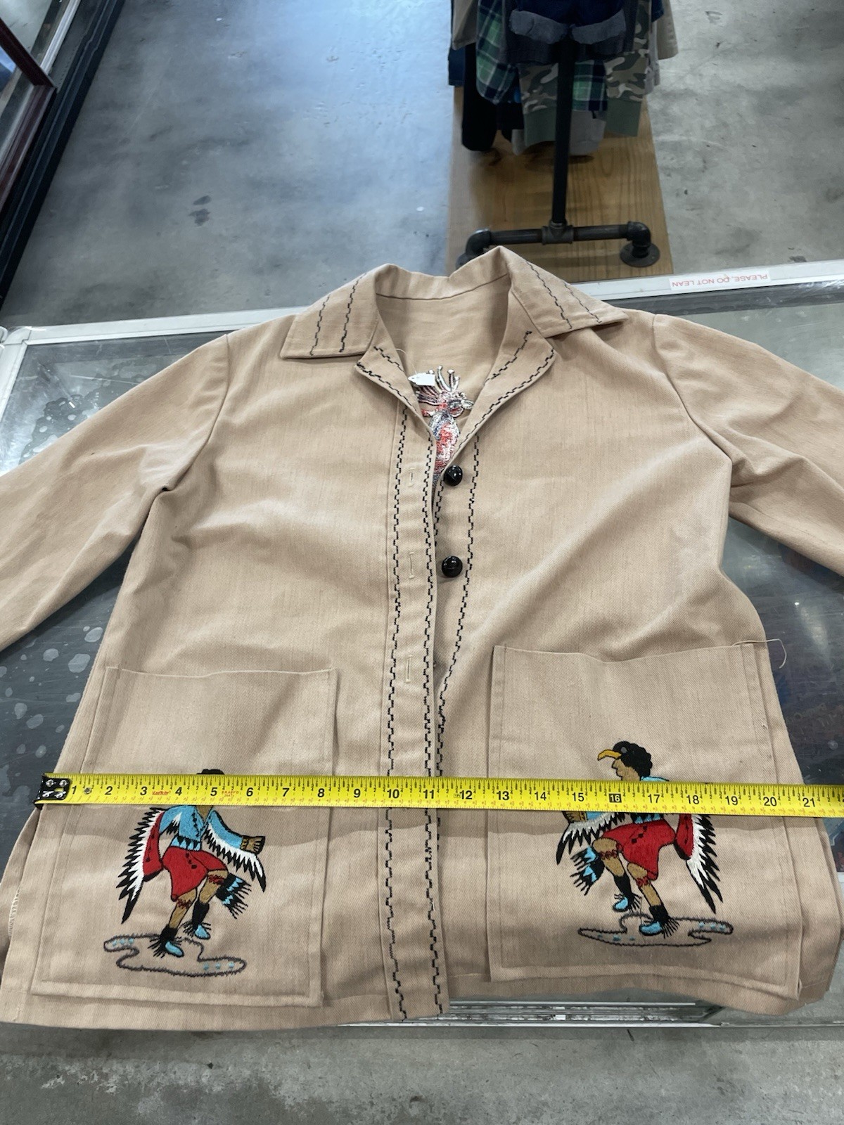 Custom Made Embroidered Native American Dance Figures & Phoenix Tan Jacket