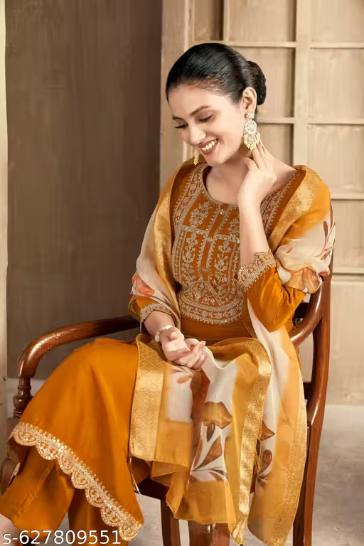 Women Embroidered Kurti Pant & Dupatta Set For Women | Kurta Sets