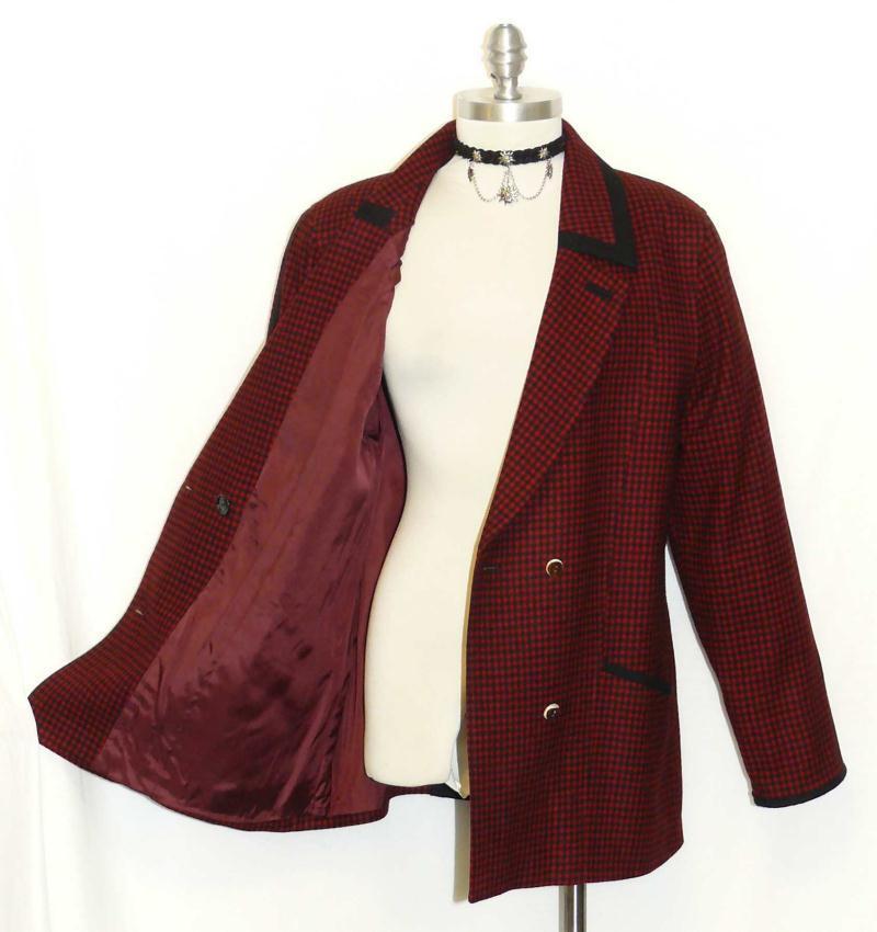 M B43″ 12 BOILED WOOL Plaid JACKET Coat Women German Bavarian Riding Hunting