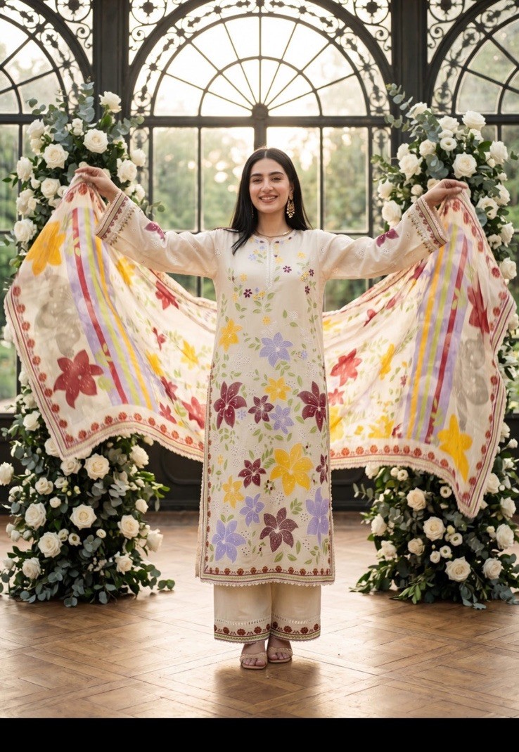Pakistani Nwt 3 Piece Embroidered Outfit Size Xl