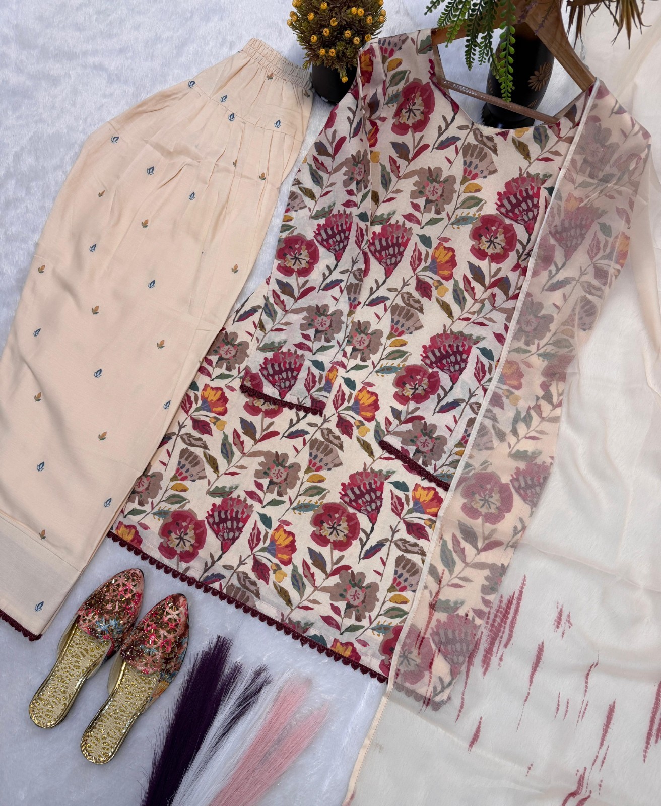 3 PIECE PAKISTANI DESIGNER FARSHI SHALWAR SUIT WEDDING PARTY WEAR WOMEN EID