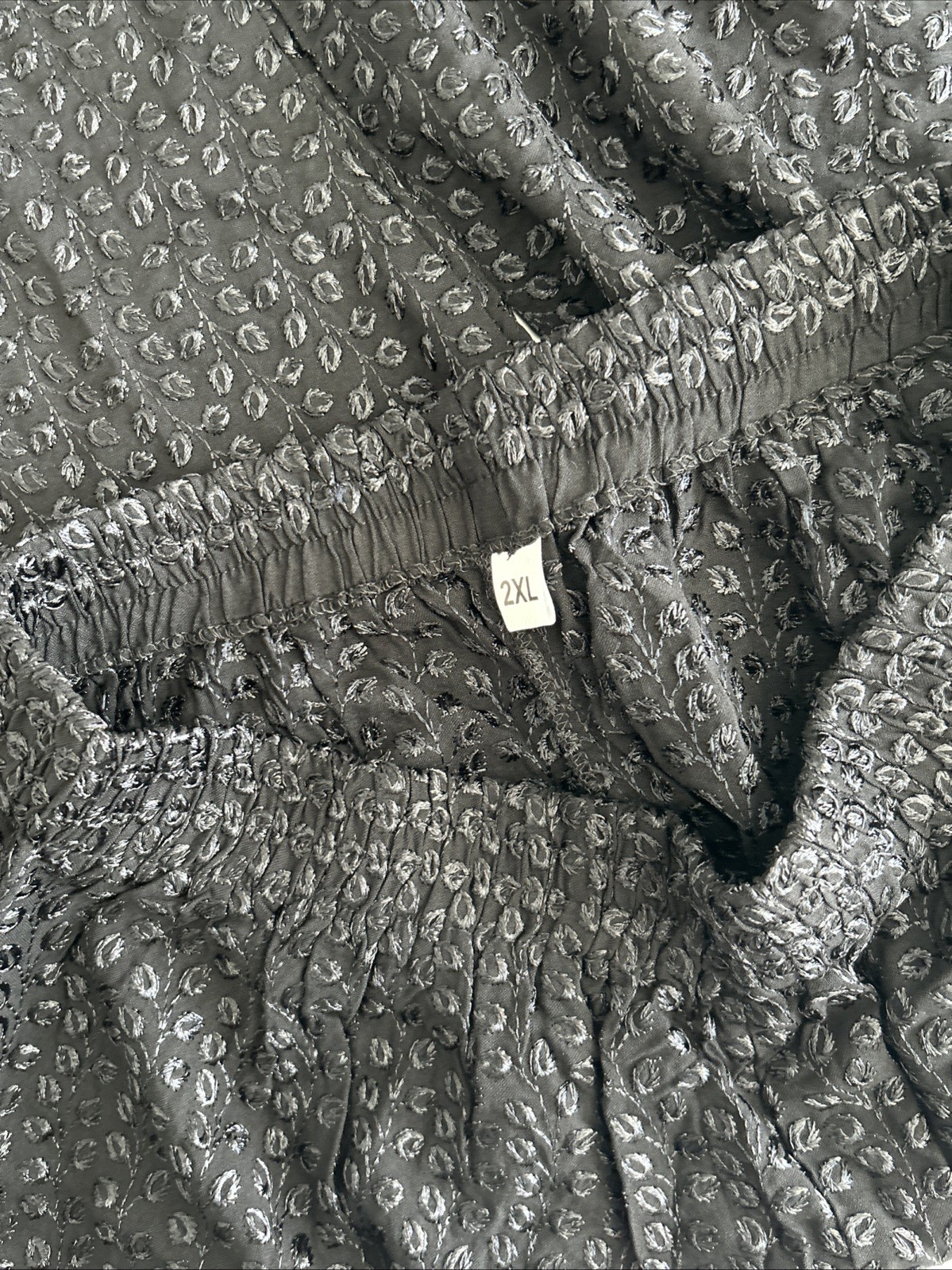 Women Cotton BlenChikankari Palazzo Size-XXL Color-Black L-37 Btm-13” Hip-44”