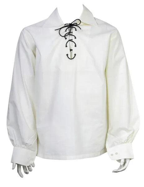 Scottish GHILLIE KILT SHIRT, White Colour Jacobite Jacobean Size S To 5XL