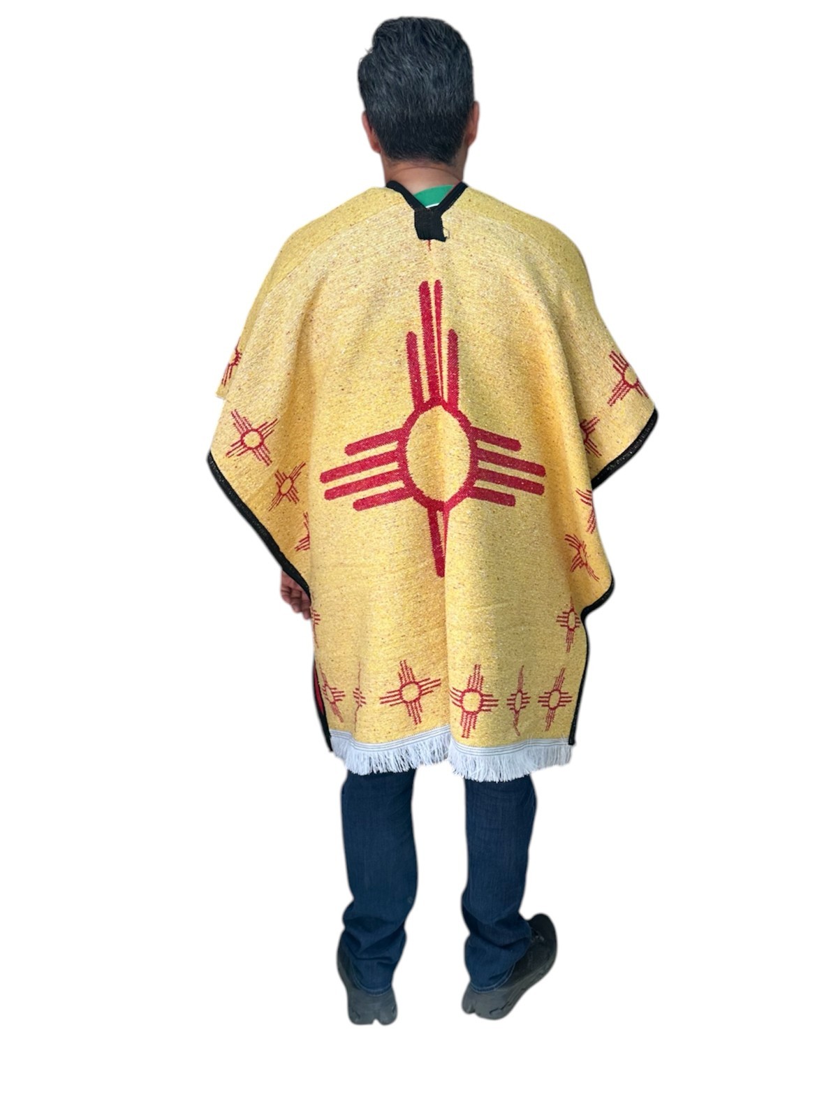 MEXICAN PONCHO , NEW MEXICO , ONE SIZE , GABAN , YELLOW , NEW MEXICO STATE