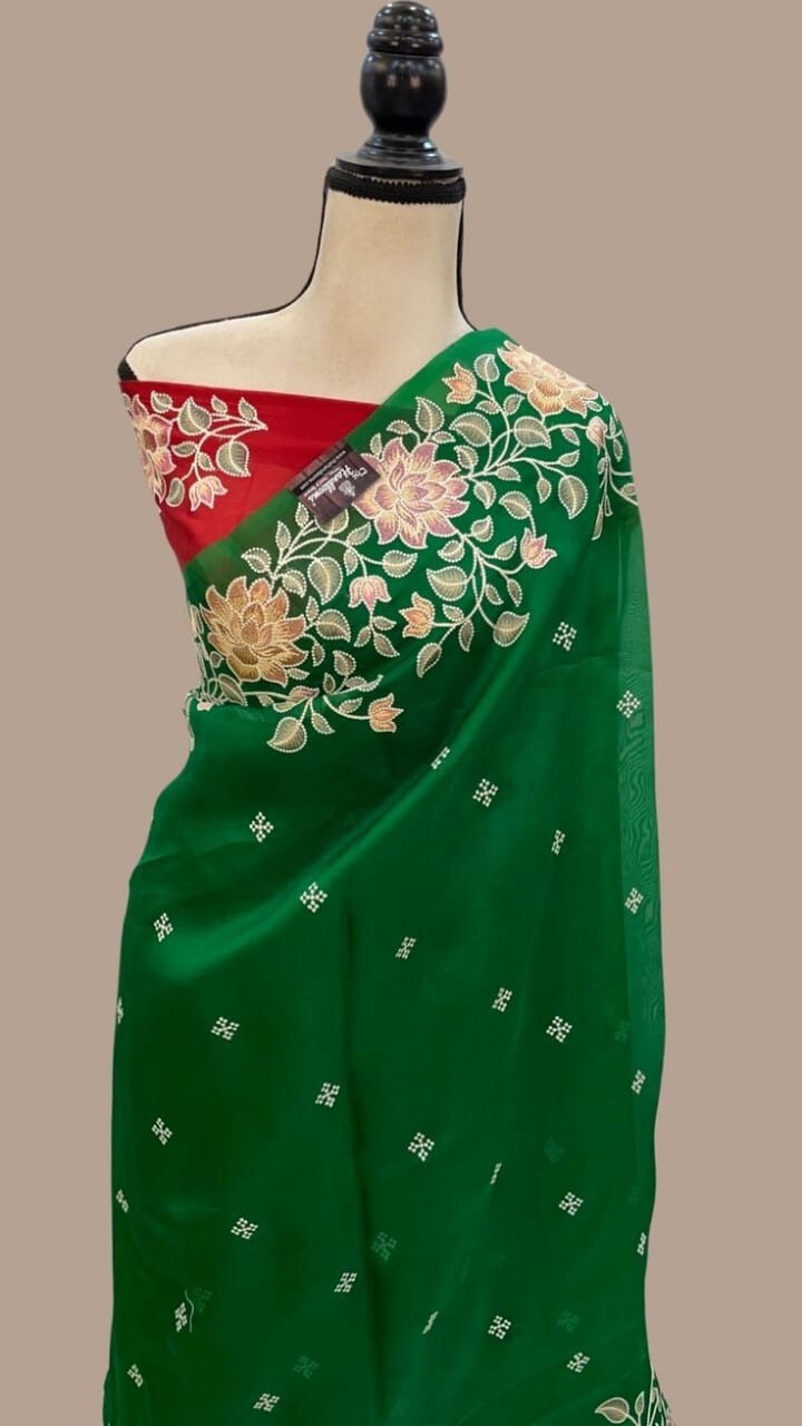 Premium banarsi soft organza silk sree with embroidery