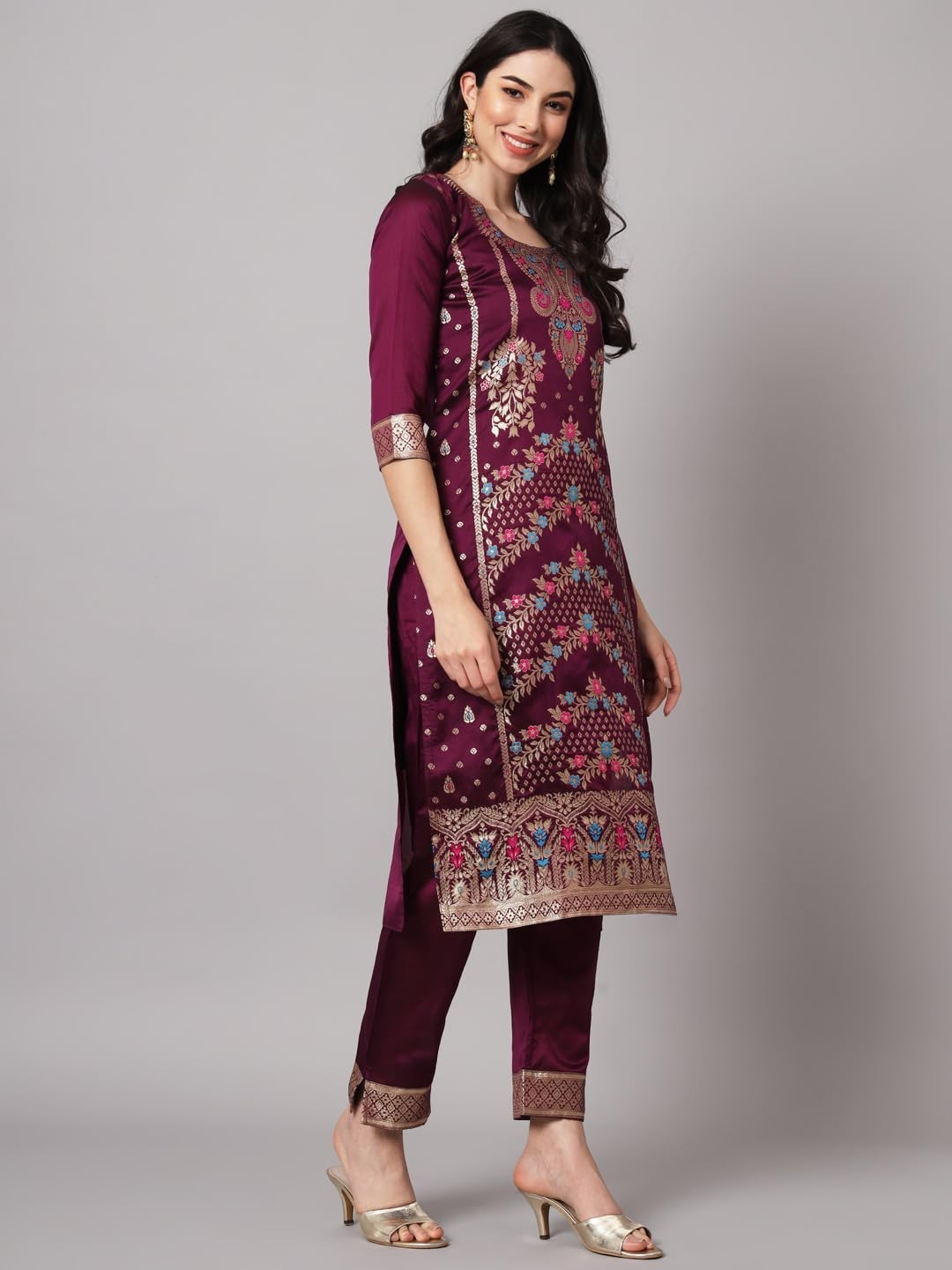 Women’S Cotton Silk Jacquard Kurta Set