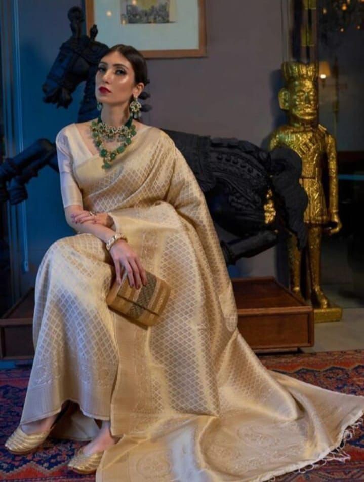 Women’s Woven Design Banarasi Style Soft Lichi Silk Saree With Blouse Piece Sari