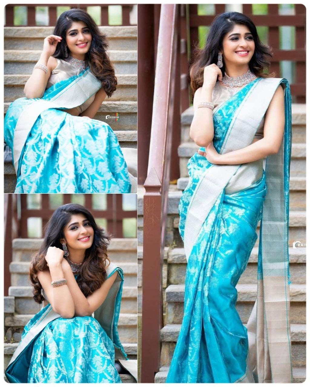Indian Wedding Soft Lichi Silk Saree Bollywood Jacquard Partywear Saree
