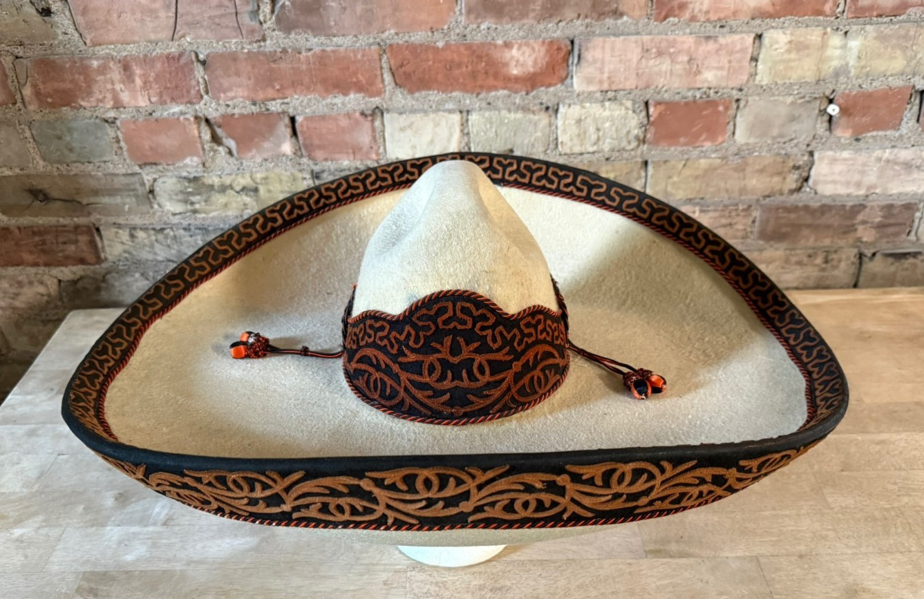 VTG Ville Hats 100X Embroidered Sombrero – Size 7 3/8 – Made in Mexico