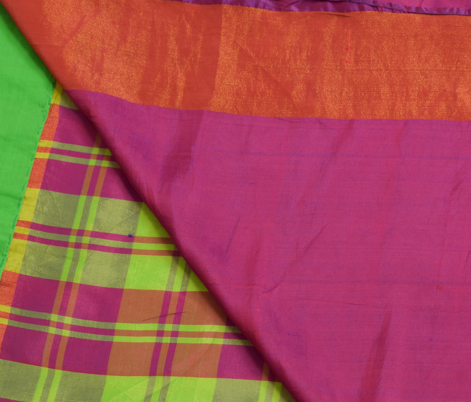 Sushila Vintage Silk Handwoven Multi-Color Checks Assam Pattu Saree Broad Border