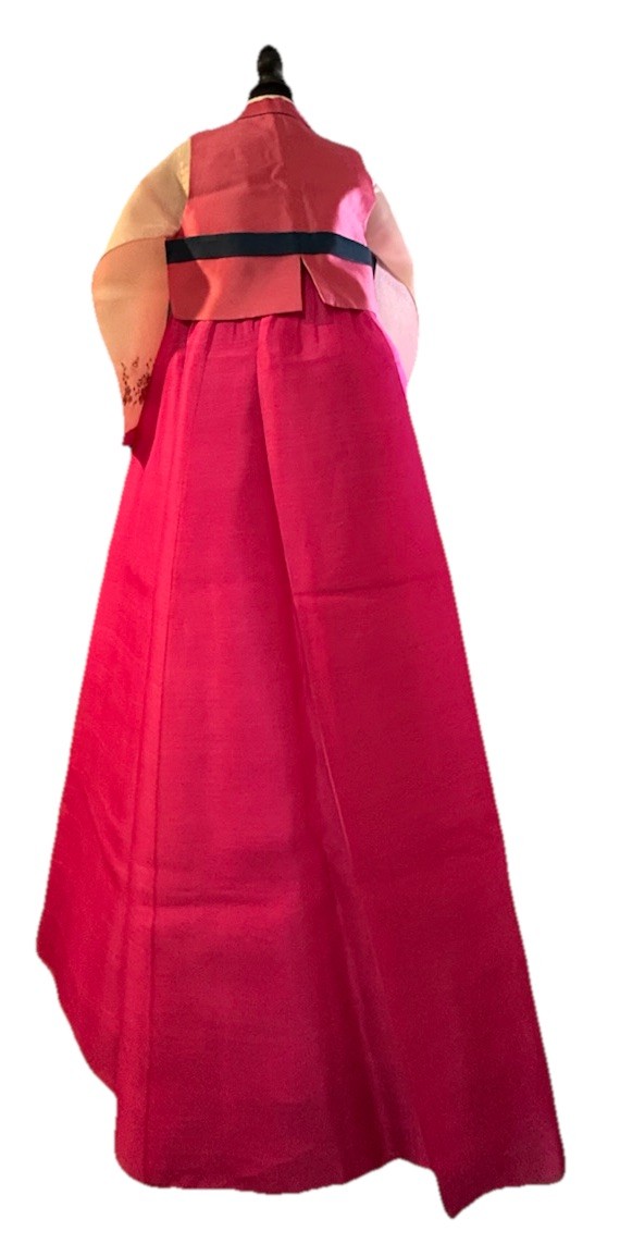 Bead embroidery Korean Hanbok W/ Vest 한복 water silk Handmade 3 Pc Sets