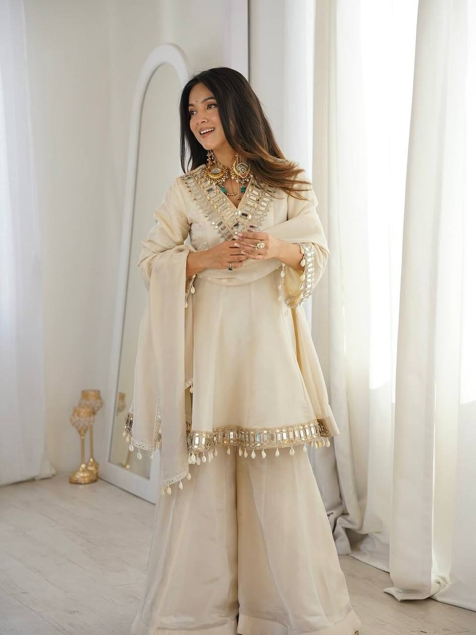 Trendy Collection Tabby Organza Silk Kurta Palazzo With Dupatta For Women