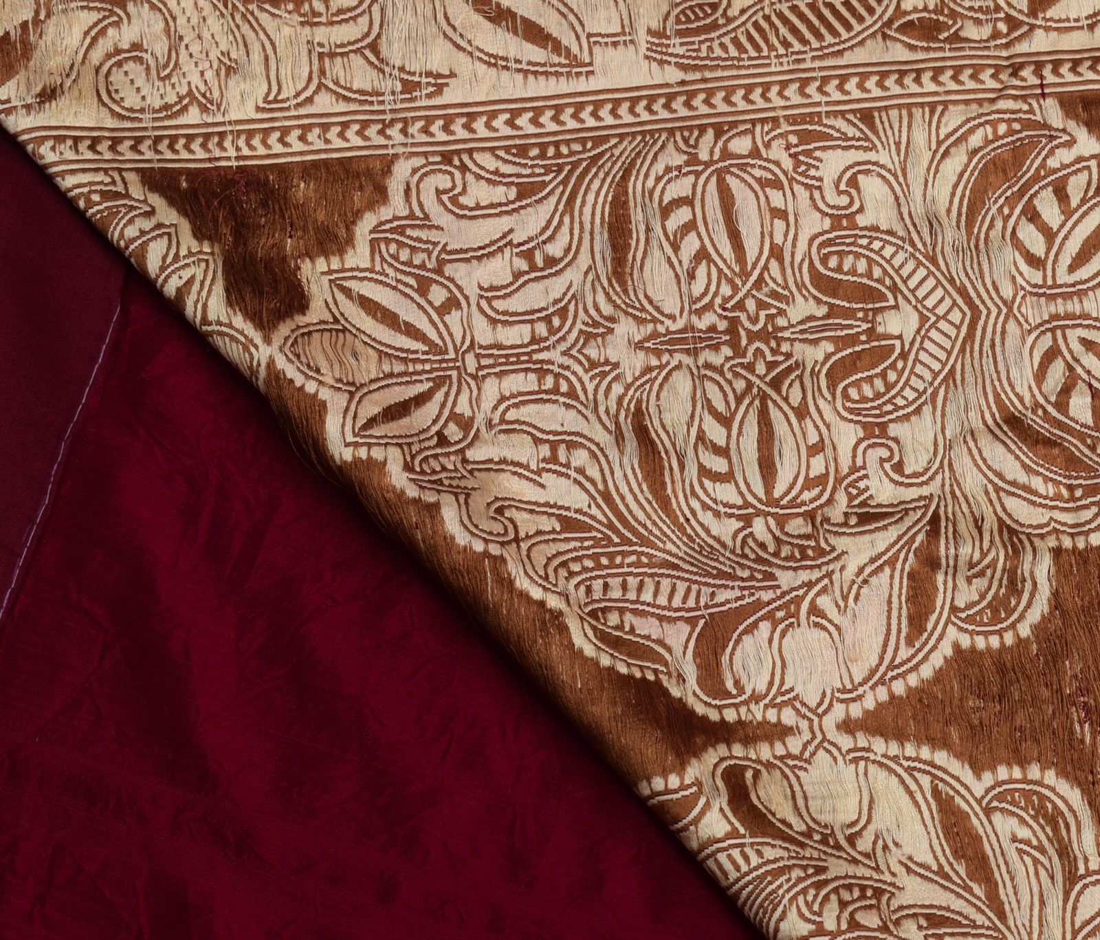 Sushila Vintage Heavy Saree Pure Satin Silk Banarasi Brocade Woven Sari Fabric