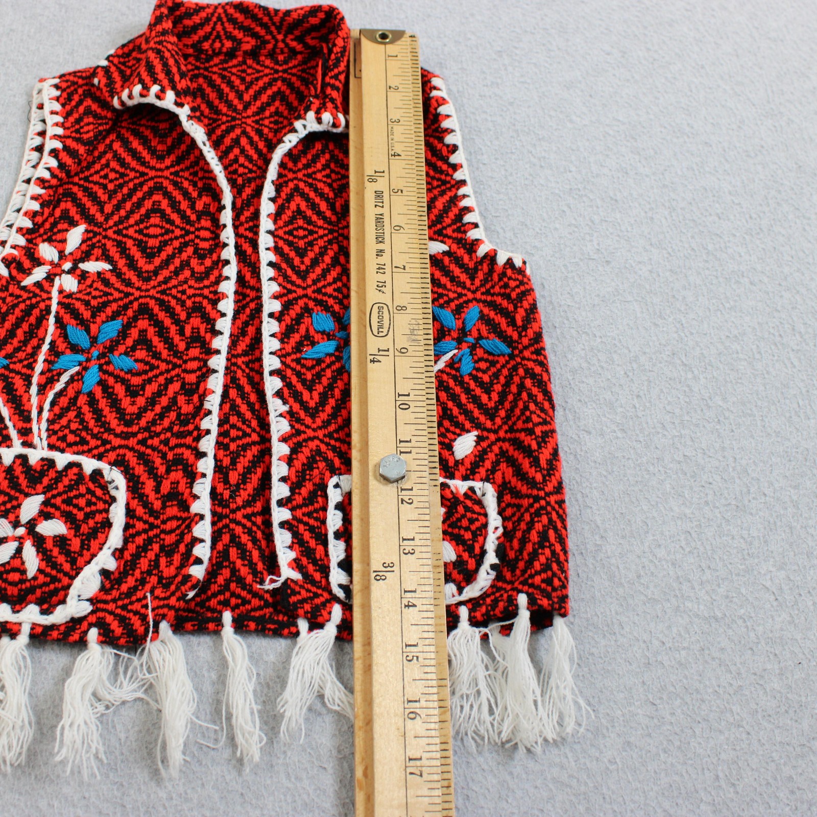 Vintage BETYK Shirt Vest Set Girls 3T/4T Red Greek Embroidered Gauze Folk Greece