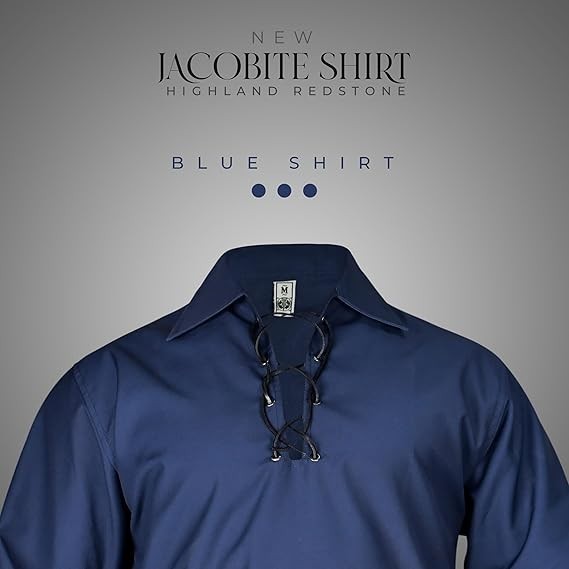 Jacobite Shirt for Men Scottish Ghillie Kilt Shirt Long Sleeve Lace Up Medieval