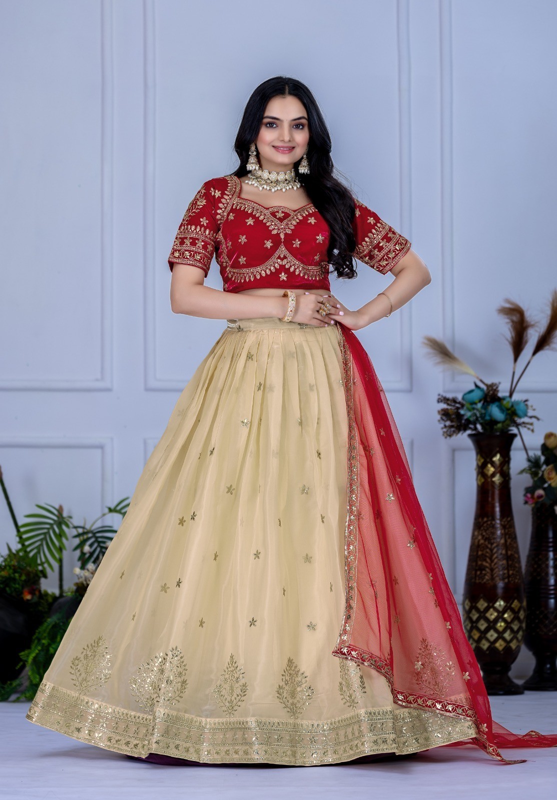 Women’s Embroidered Lehenga Choli with Soft Net Dupatta Ready to Wear