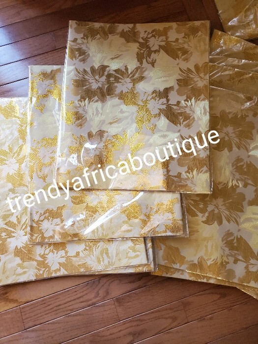 Nigeria Sago gele 2n1. Beige/gold Soft easy to make into Gele x 1 pack.