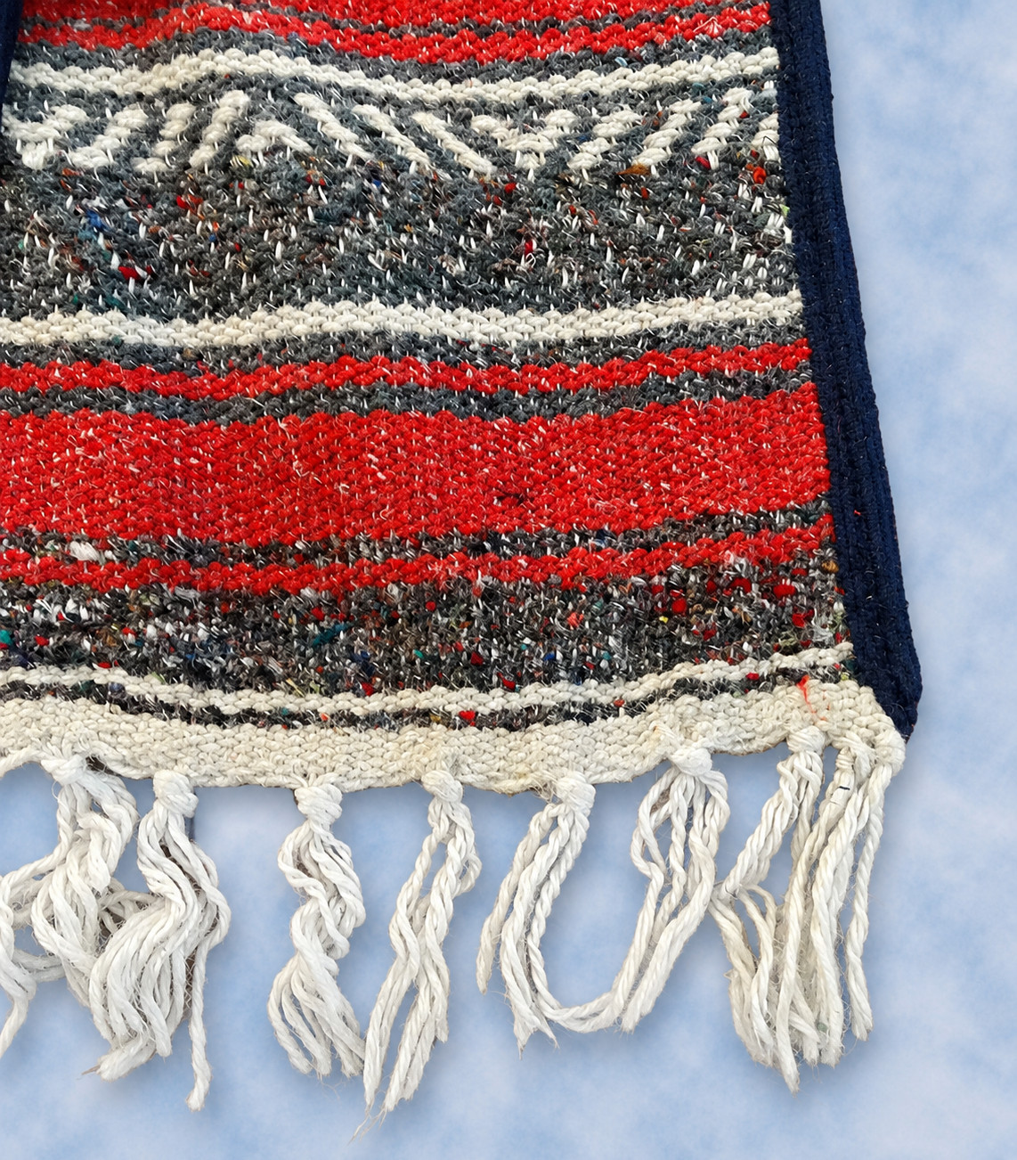Vintage Mexican Serape Poncho Adult Open Sides Woven Fringe Made in Mexico