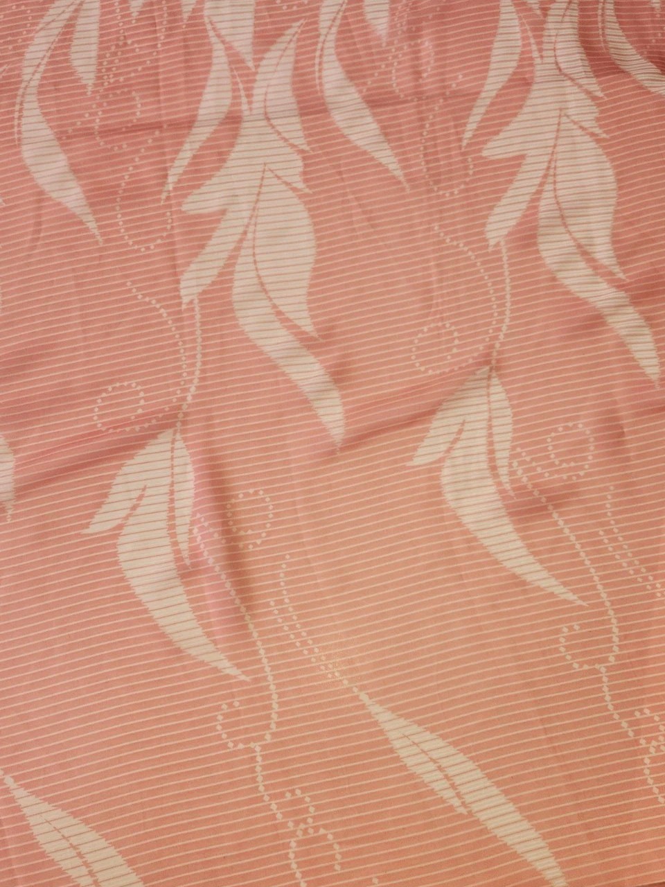 Japanese Saree Fabric Pinkish Orange Leaf Poly Chiffon Poonam Sheer 45″ X 6.5 Yd