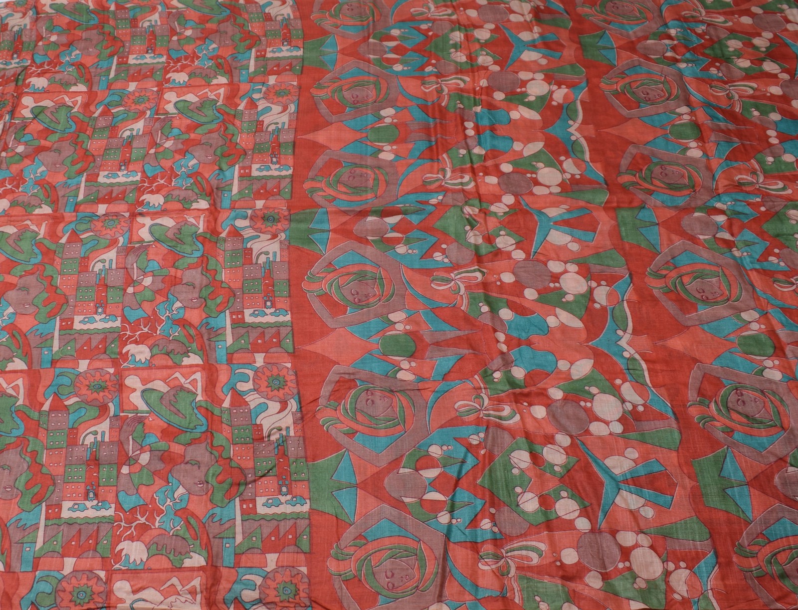 Sushila Vintage Multi-Color Saree 100% Pure Silk Printed 5 Yard Craft Fabric