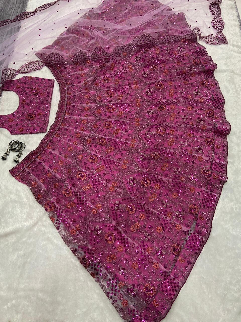 DESIGNER HEAVY SOFT NET LEHENGA CHOLI WITH DUPATTA FOR WEDDING & PARTY