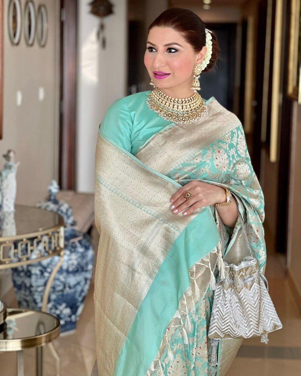 Bridal Party Saree Sari Heavy Work Indian New Bollywood Wedding Ethnic embroider