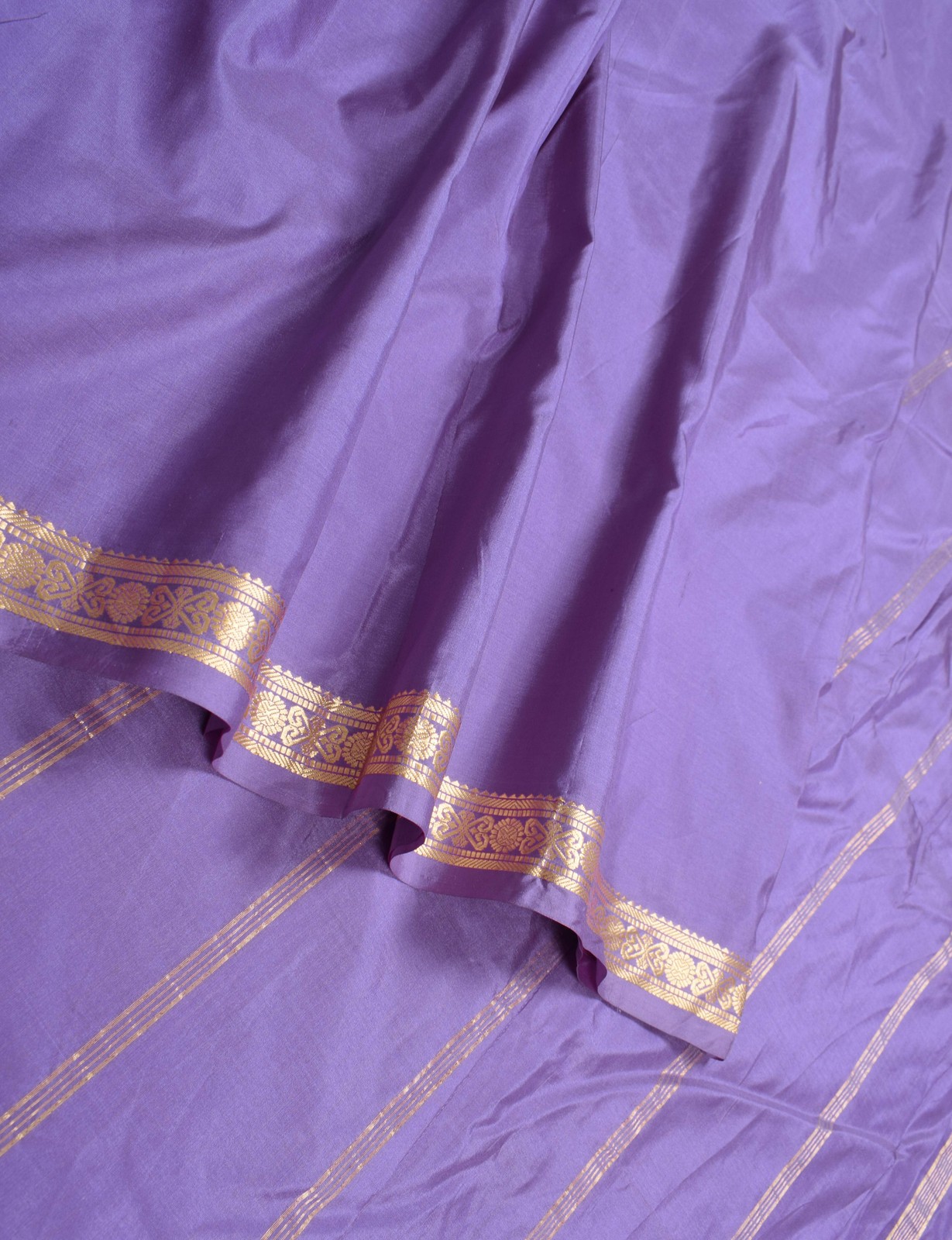 Sushila Vintage Lavender Saree 100% Pure Silk Gold Zari Brocade Soft Fabric