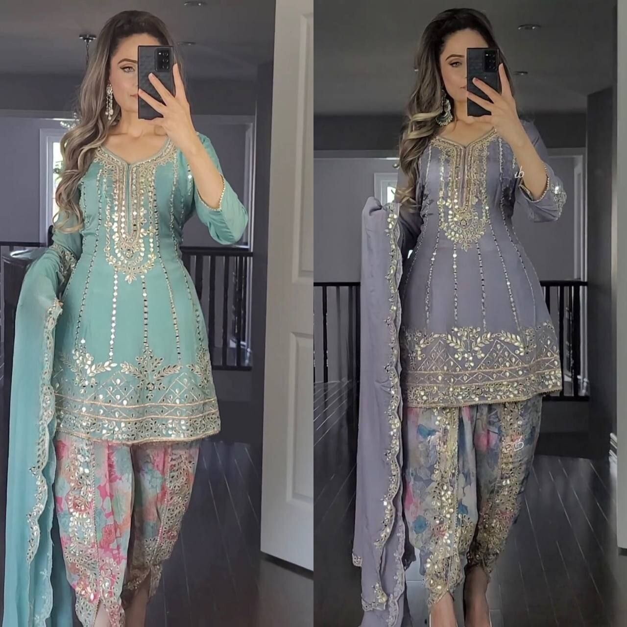 Punjabi Dhoti Dress Pakistani Salwar Kameez Ready made Suits Wedding Party