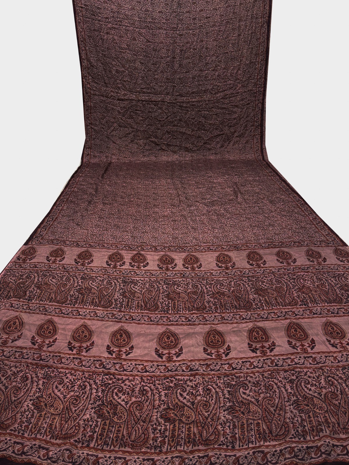 Vintage Brown Chiffon Silk Saree | Lightweight Fabric for DIY & Sewing CS1052