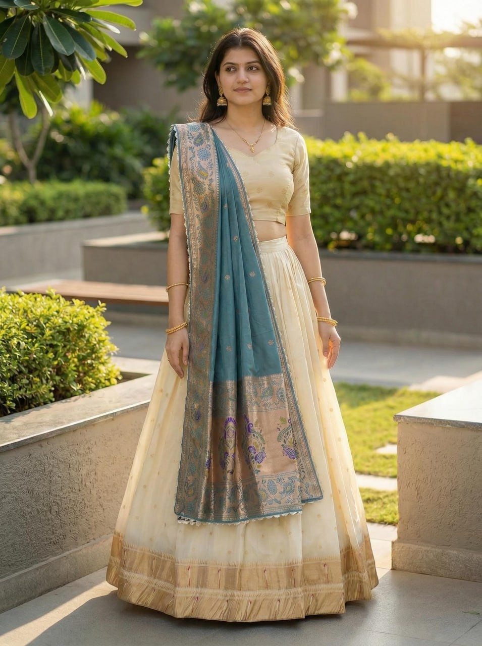 Paithani Silk Lehenga Choli Zari Weaving Bridal Wedding Wear Set Function Wear