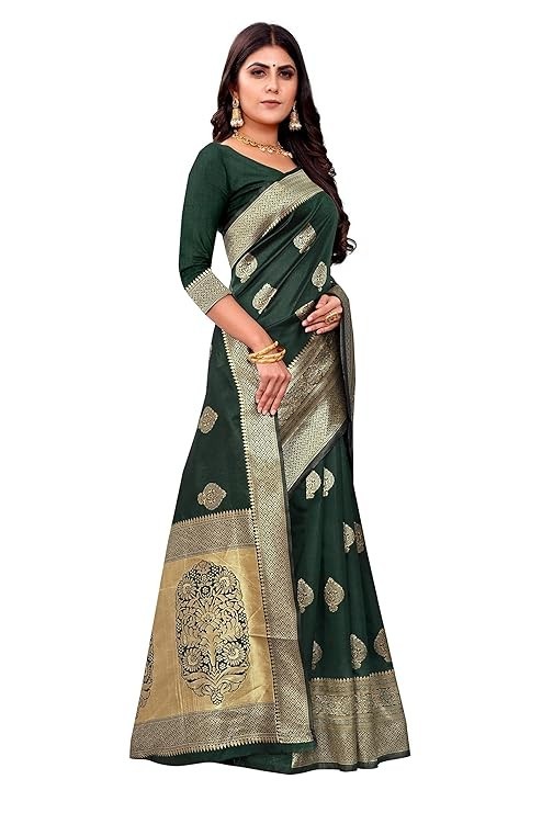 Women’s Pure Kanjivaram Silk Saree Soft Design With Blouse Piece For Wedding