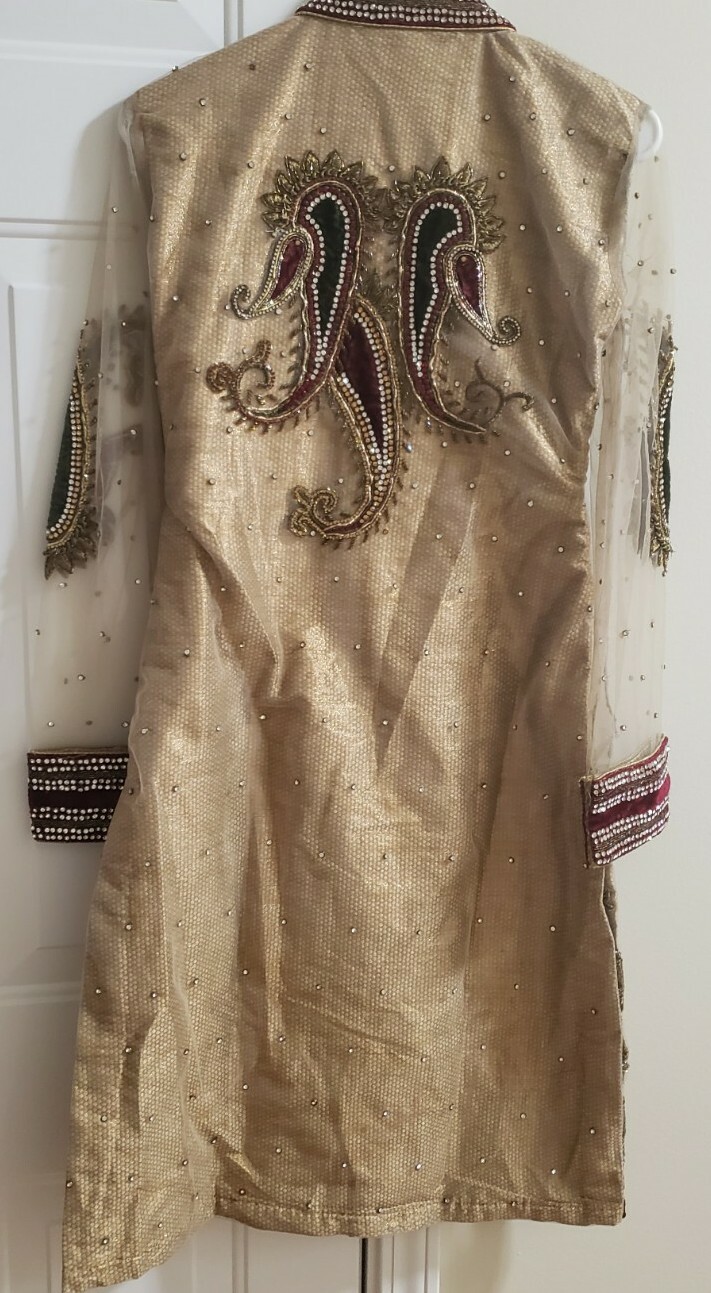 Indian bollywood Heavy Party suit in Gold And Maroon With bottom and net Dupatta