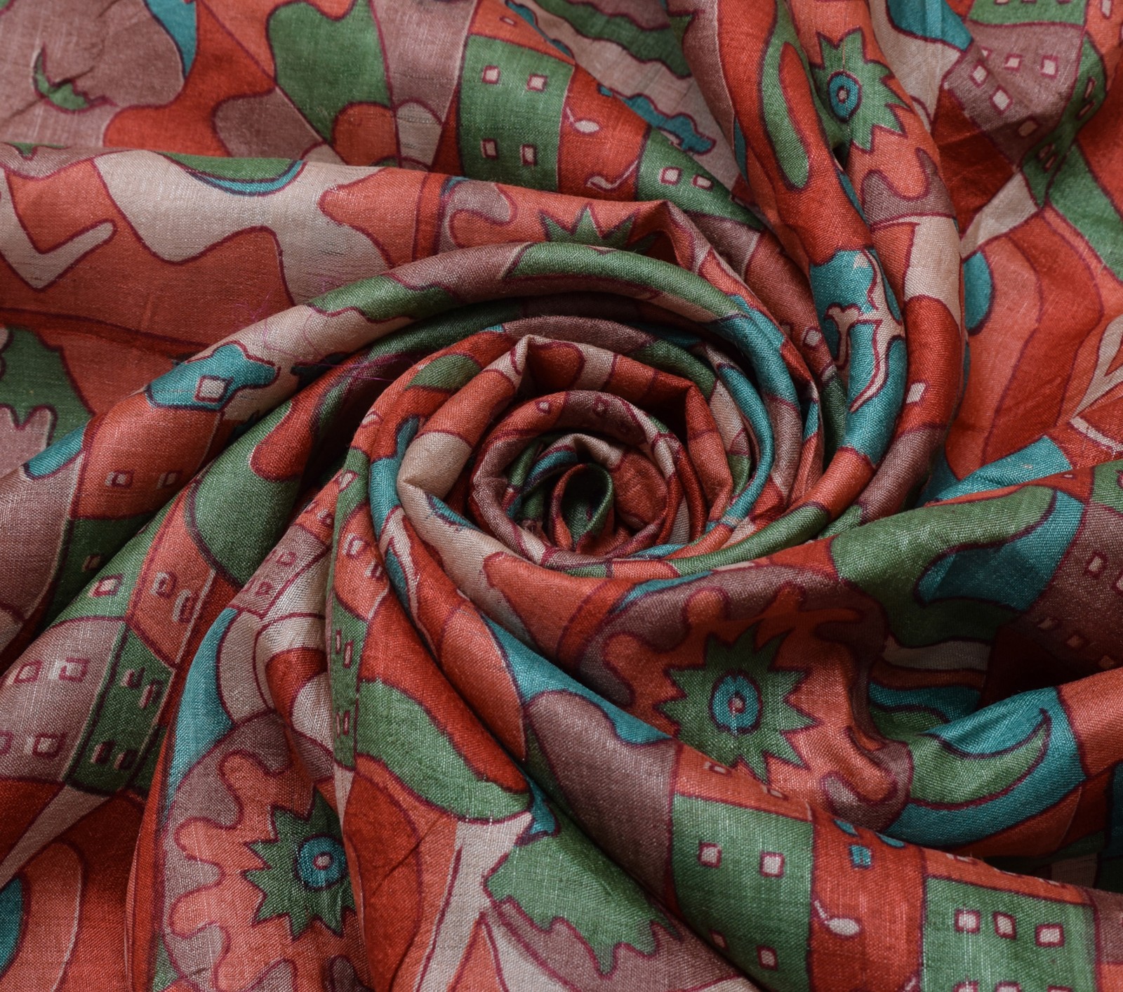 Sushila Vintage Multi-Color Saree 100% Pure Silk Printed 5 Yard Craft Fabric