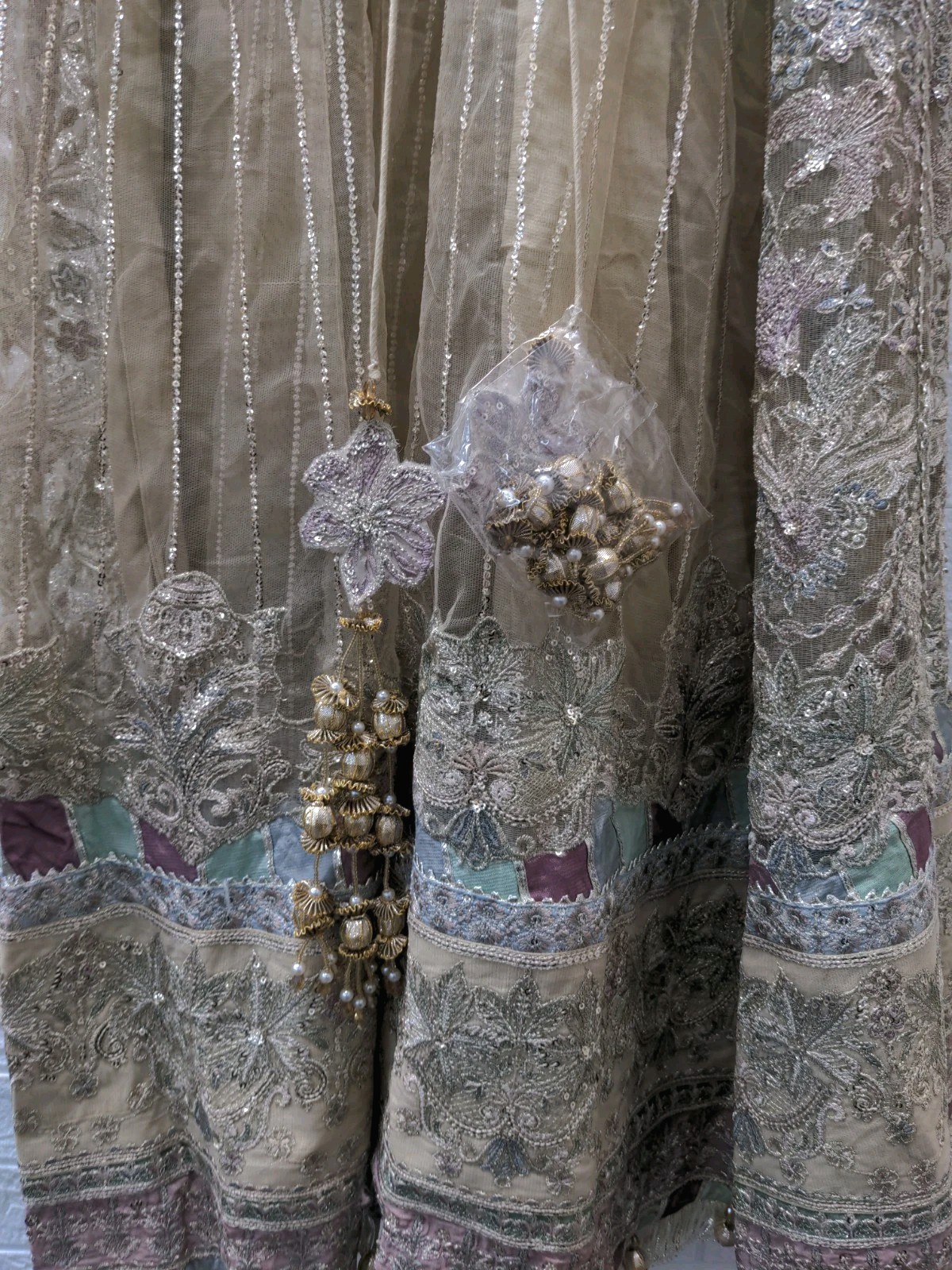 New BAROQUE Embroidered Chiffon Pakistani Wedding Dress Sz Custom Size