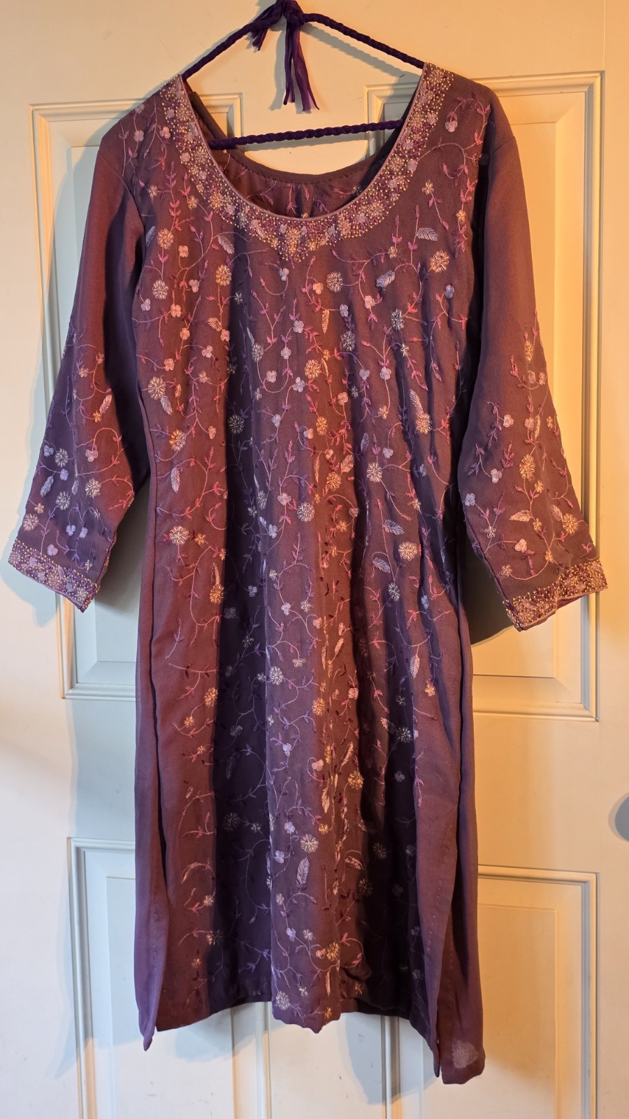 Beautiful Dusty Purple Embroidered Kameez Without Salwer