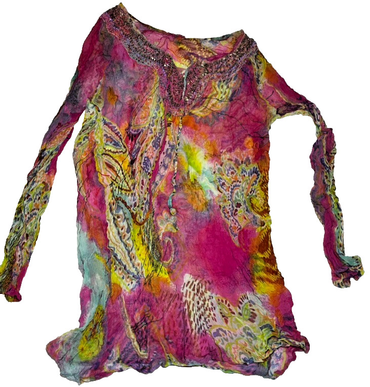 Multicolor Indian Kurta Silk Style with Sequined Front NO TAGS (US Women’s M/L)